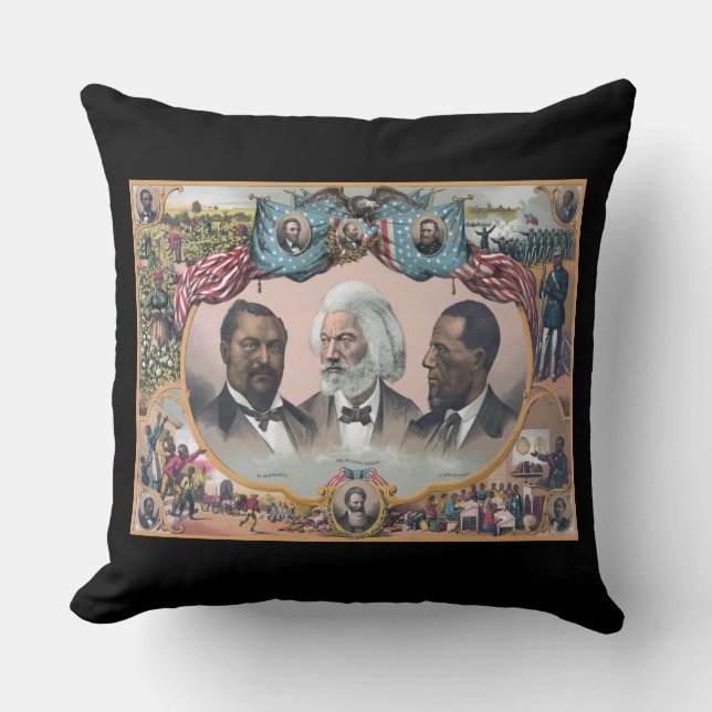 Black Abolitionist Heroes, Bailey Douglass Cushion (Front)