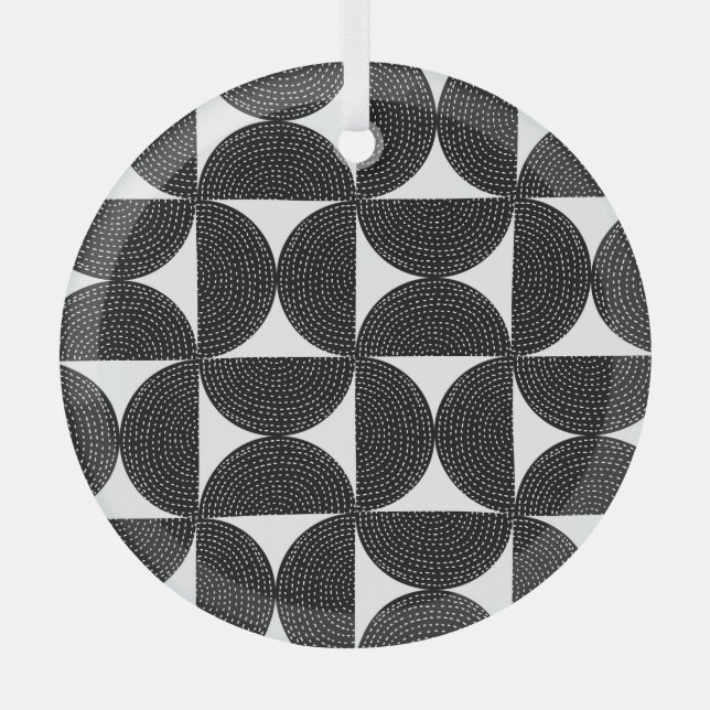 Black abstract 60s style seamless pattern. glass tree decoration (Front)