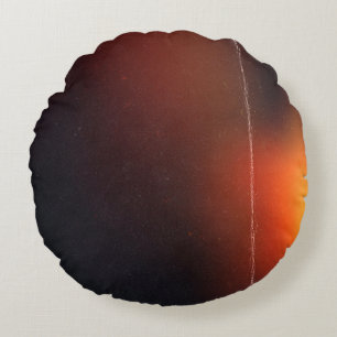 Black abstract background. Photo effect. Retro fil Round Cushion