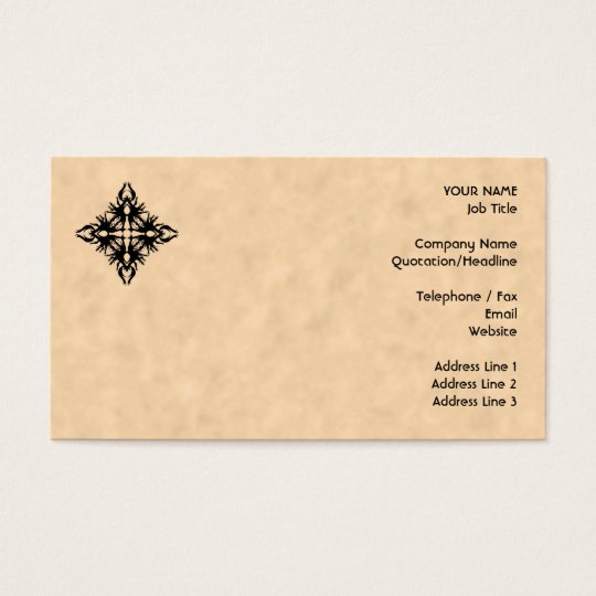 Black Abstract Design on Parchment Effect Pattern Business Card