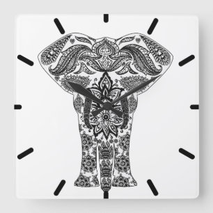 Black Abstract Elephant Wall Clock