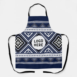 Black Abstract Ethnic Geometric Patterns with Logo Apron