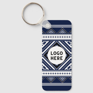 Black Abstract Ethnic Geometric Patterns with Logo Key Ring