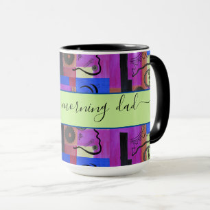 Black Abstract For Dad Bright Ringer 15oz Mug