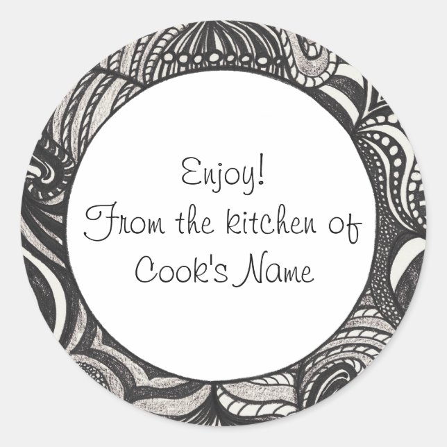 Black Abstract From the Kitchen of Lid Stickers (Front)