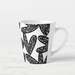 Black Abstract Heart Latte Mug