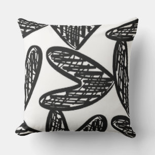 Black Abstract Heart Throw Pillow