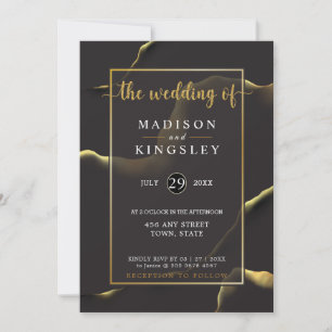 Black Abstract 🖤✨ Inky Alcohol Fab Budget Wedding Invitation