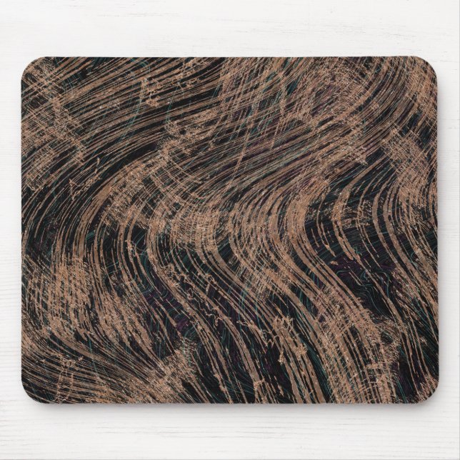 Black Abstract Marble Print Mouse Mat (Front)