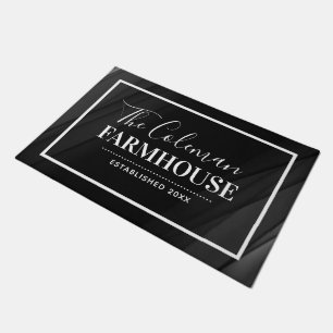 Black Abstract Modern Farmhouse Family Monogram Doormat