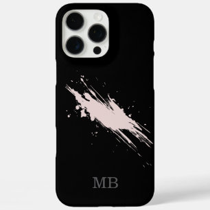 black abstract name initials monogram iPhone 16 pro max case