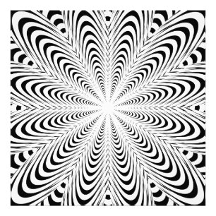 Black abstract optical illusion flower photo print