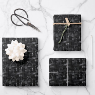 Black Abstract Paint Wrapping Paper Sheet