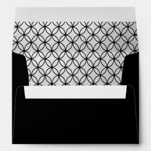 Black Abstract Silver Embossed Inside Lined Envelopes