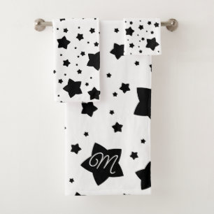 Black Abstract Stars  Bath Towel Set