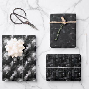 Black Abstract Trio Wrapping Paper Sheet