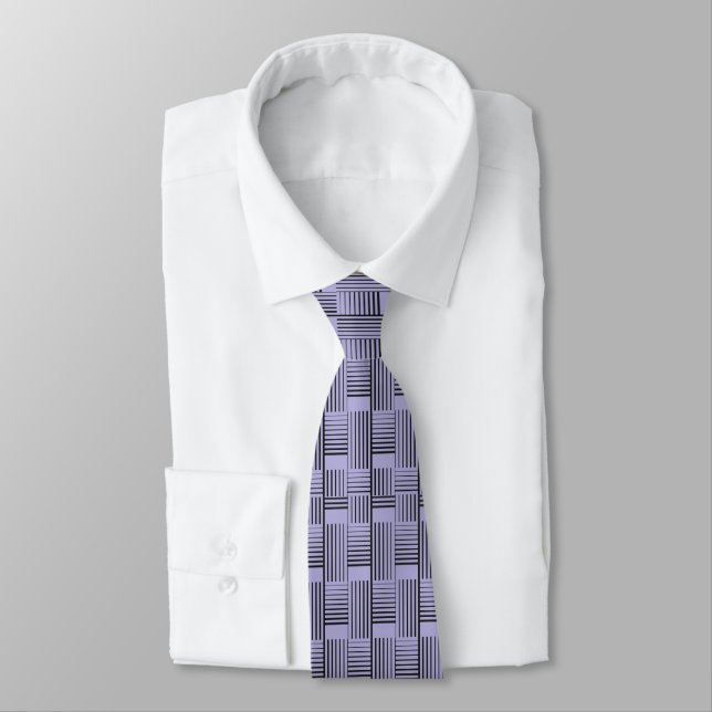 Black Abstract Weave On Purple Tie (Tied)