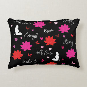Black Accent Cushion Lotus Self-Care & Mindfulness