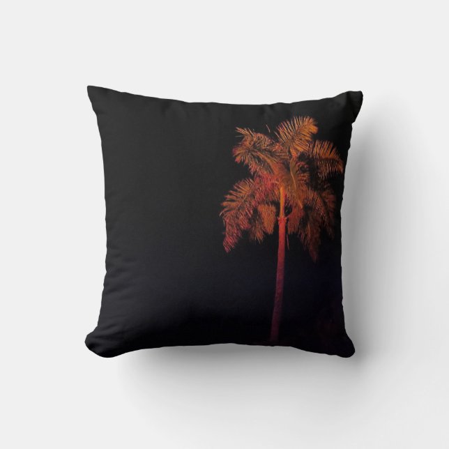 black accent pillow with palm tree (Front)