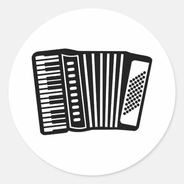 Black Accordion Classic Round Sticker (Front)