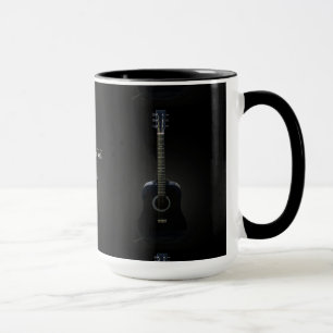 Black Acoustic Guitar Customisable Mug