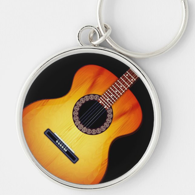 Black Acoustic Guitar Key Chain (Front)
