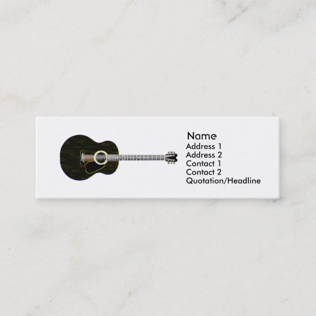 Black Acoustic Guitar Mini Business Card (Front)