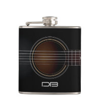 Black Acoustic Guitar Monogram Music Flask