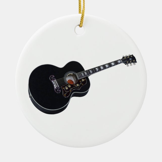 Black Acoustic Guitar Ornament (Front)