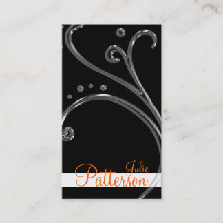 Black Acrylic Chic Swirl 2 Design Business Cards