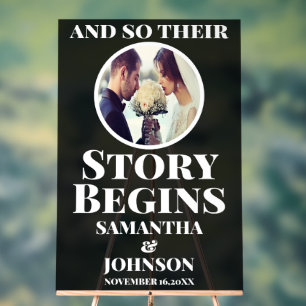 Black Acrylic Story Begins Wedding Welcome Sign