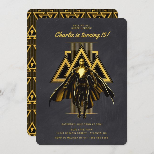 Black Adam Chalkboard Birthday Invitation (Front/Back)