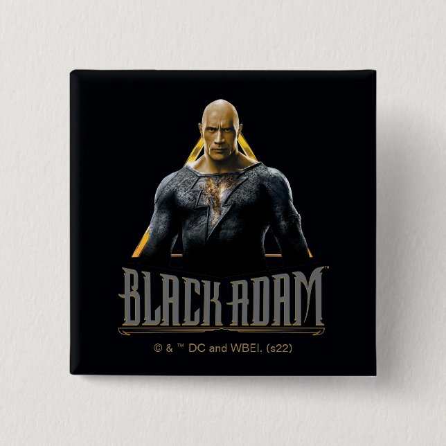 Black Adam Character and Name Graphic 15 Cm Square Badge (Front)
