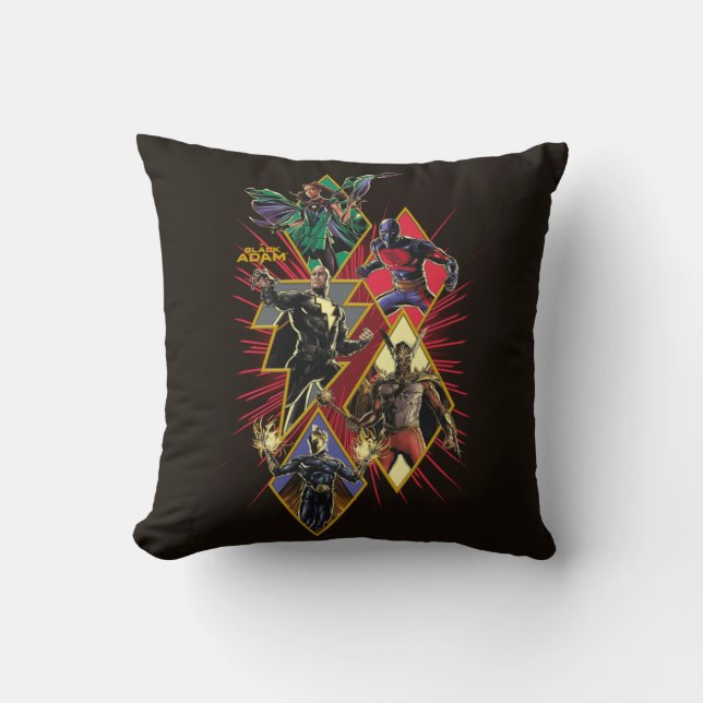 Black Adam Character Diamond Burst Graphic Cushion (Front)