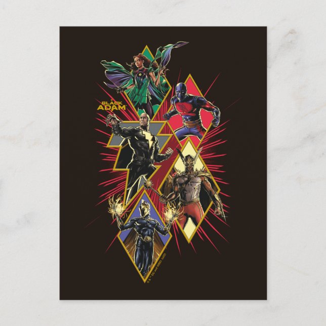 Black Adam Character Diamond Burst Graphic Postcard (Front)