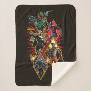 Black Adam Character Diamond Burst Graphic Sherpa Blanket
