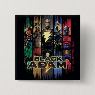Black Adam Characters In Stripes Graphic 15 Cm Square Badge