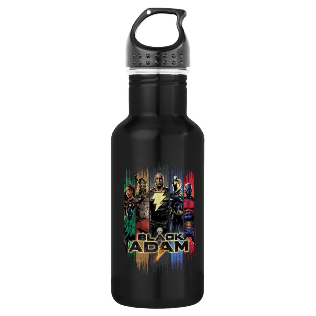 Black Adam Characters In Stripes Graphic 532 Ml Water Bottle (Front)