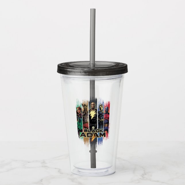 Black Adam Characters In Stripes Graphic Acrylic Tumbler (Front)