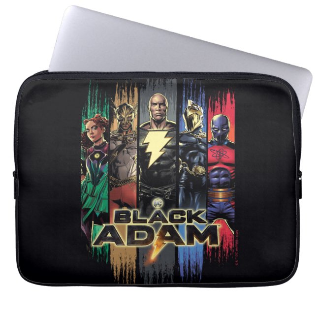 Black Adam Characters In Stripes Graphic Laptop Sleeve (Front)