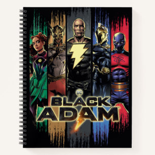 Black Adam Characters In Stripes Graphic Notebook