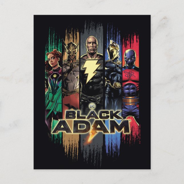Black Adam Characters In Stripes Graphic Postcard (Front)