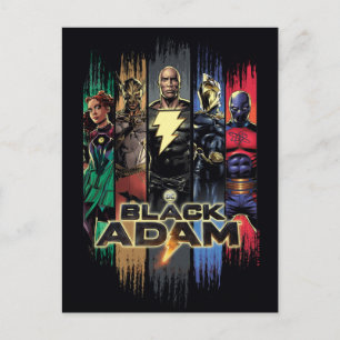 Black Adam Characters In Stripes Graphic Postcard