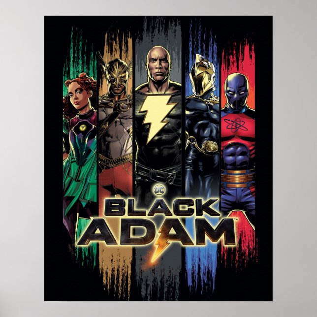 Black Adam Characters In Stripes Graphic Poster (Front)