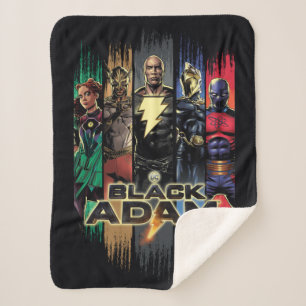 Black Adam Characters In Stripes Graphic Sherpa Blanket