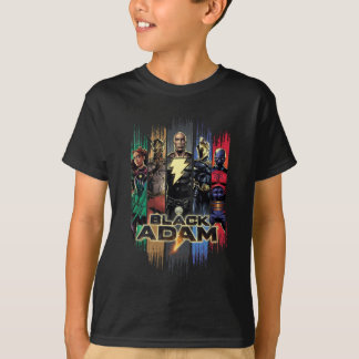 Black Adam Characters In Stripes Graphic T-Shirt
