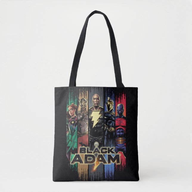 Black Adam Characters In Stripes Graphic Tote Bag (Front)