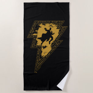 Black Adam Distressed Lightning Bolt Graphic Beach Towel
