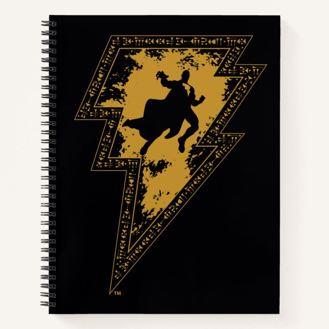 Black Adam Distressed Lightning Bolt Graphic Notebook (Front)