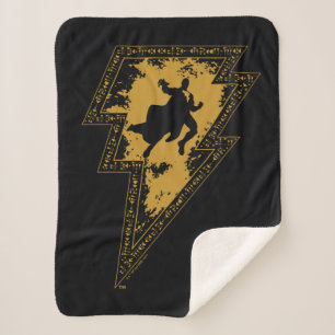 Black Adam Distressed Lightning Bolt Graphic Sherpa Blanket